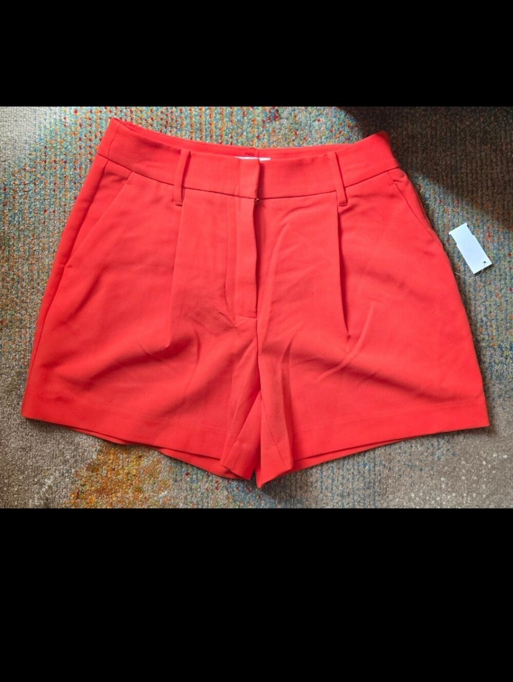 Nine West Coral-Red High Waist Pleated Women’s Shorts